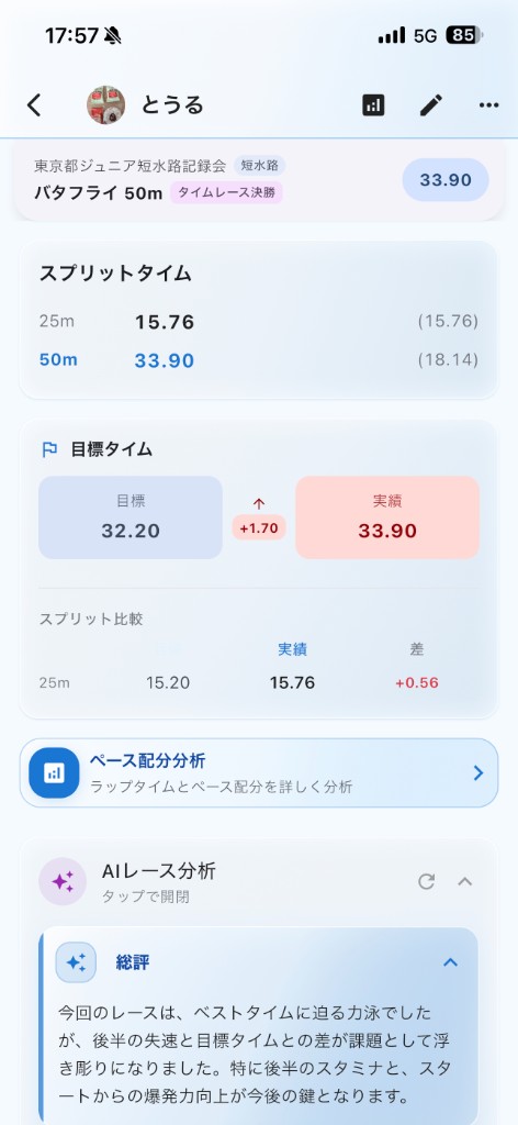 レース詳細のAI分析サマリー